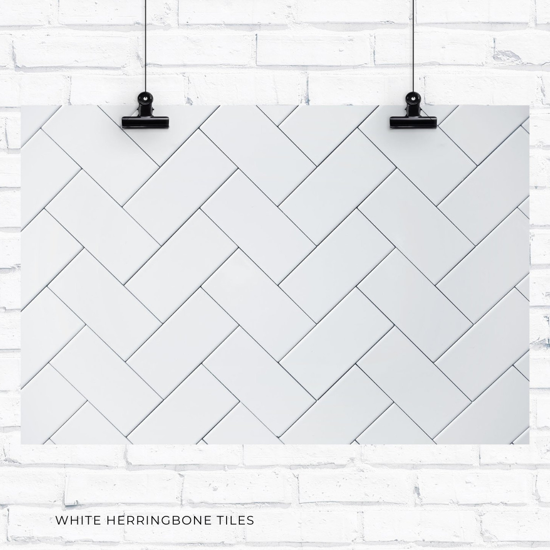 herringbone tile backdrop