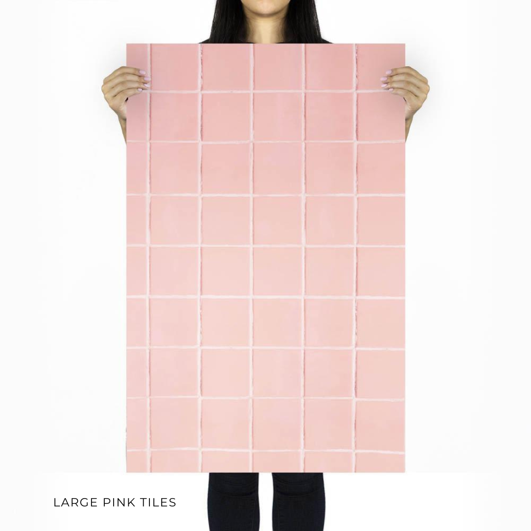 large pink tile backdrop