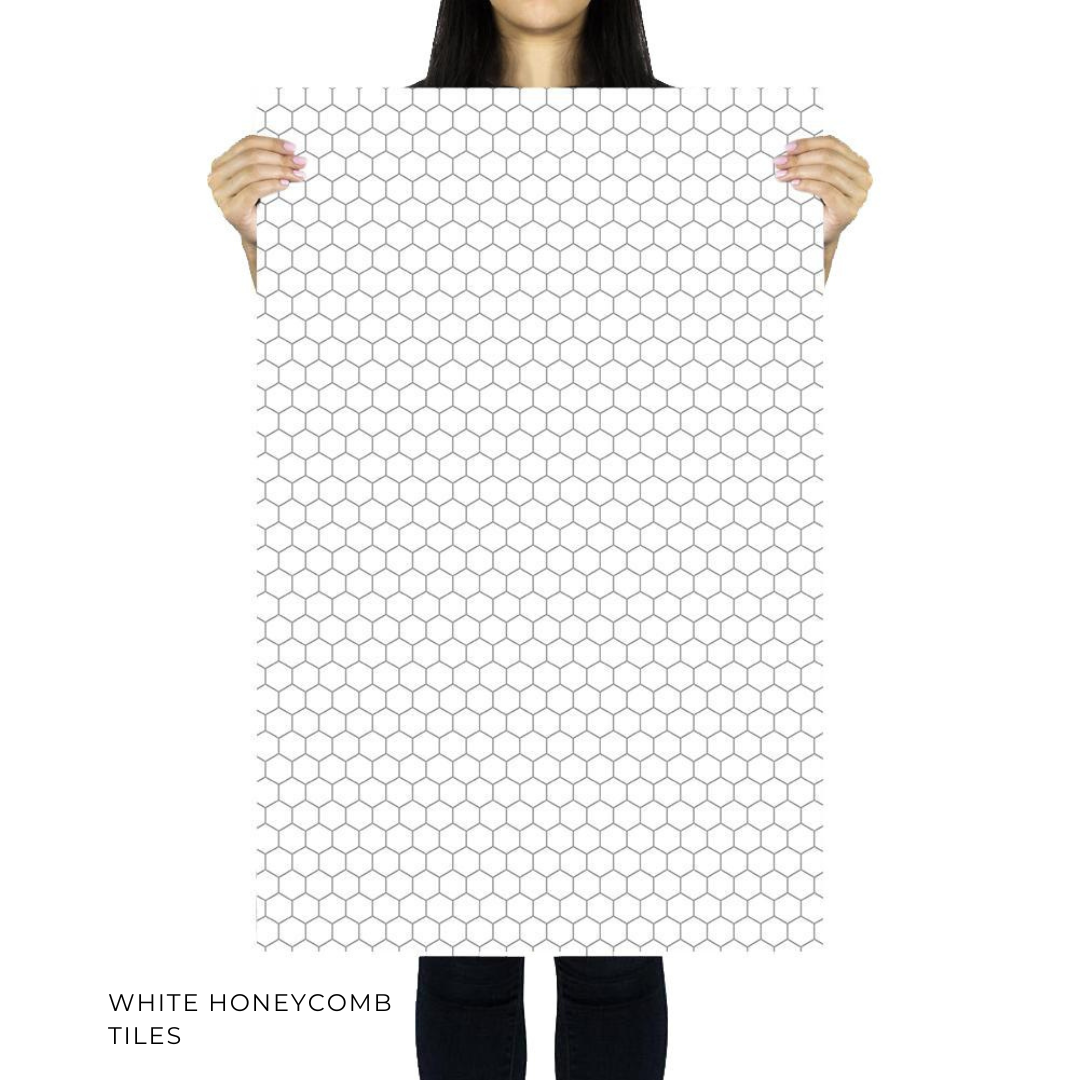 white honeycomb tile